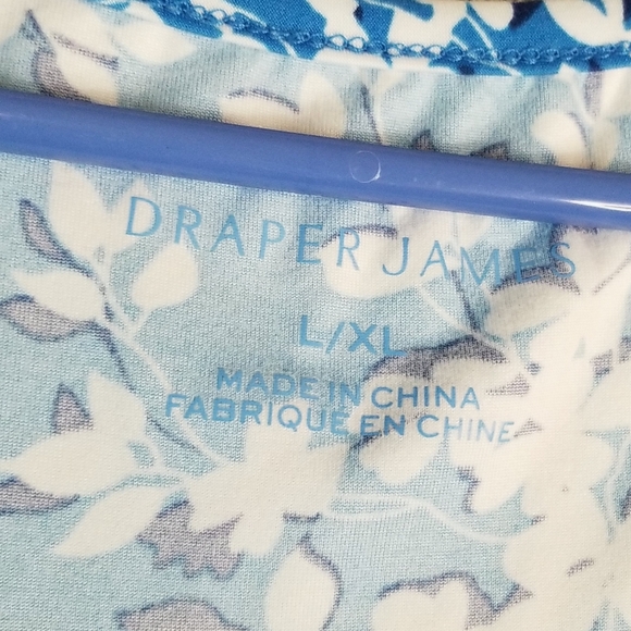 NWT Draper James Bright Floral Shift Dress SZ L XL Blue White Flounce Hem (D22) - Picture 7 of 11